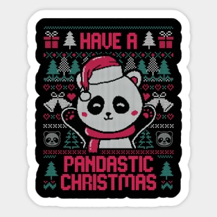 Pandastic Christmas - Funny Ugly Sweater Xmas Panda Gift Sticker